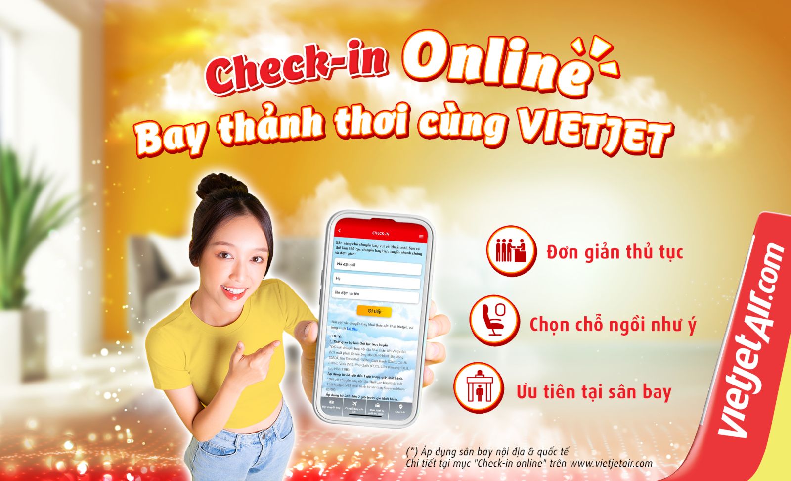 Làm thủ tục trực tuyến, bay thảnh thơi, không lo xếp hàng! | Vietjet Air